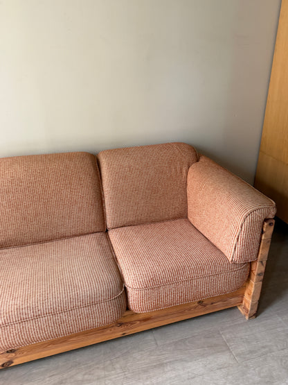 Hans Frydedal pine sofa in striped upholstery