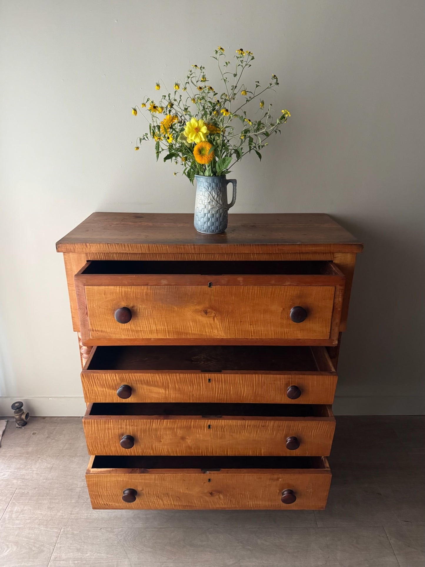Pennsylvania Sheraton tiger maple dresser