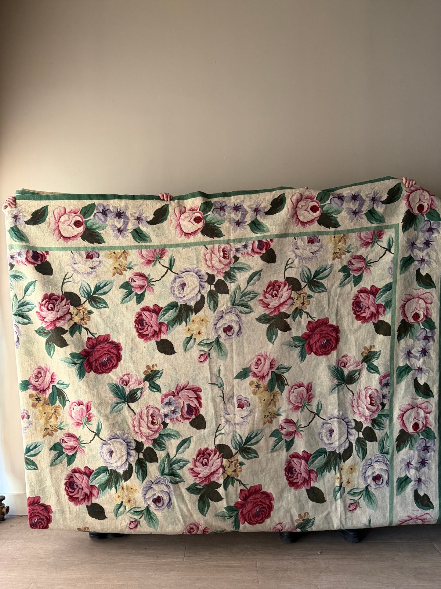 Rose patterned area rug