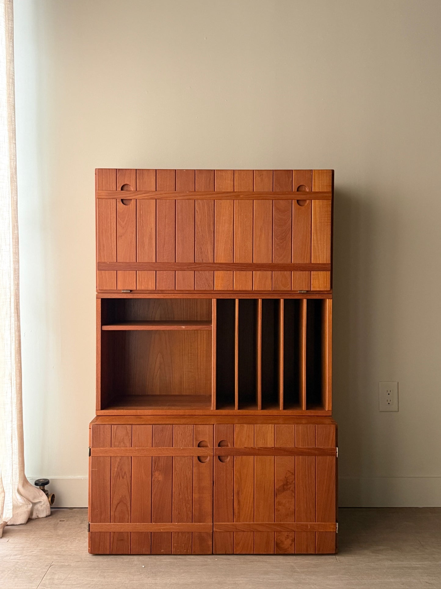 Danish teak 3 piece modular cabinet