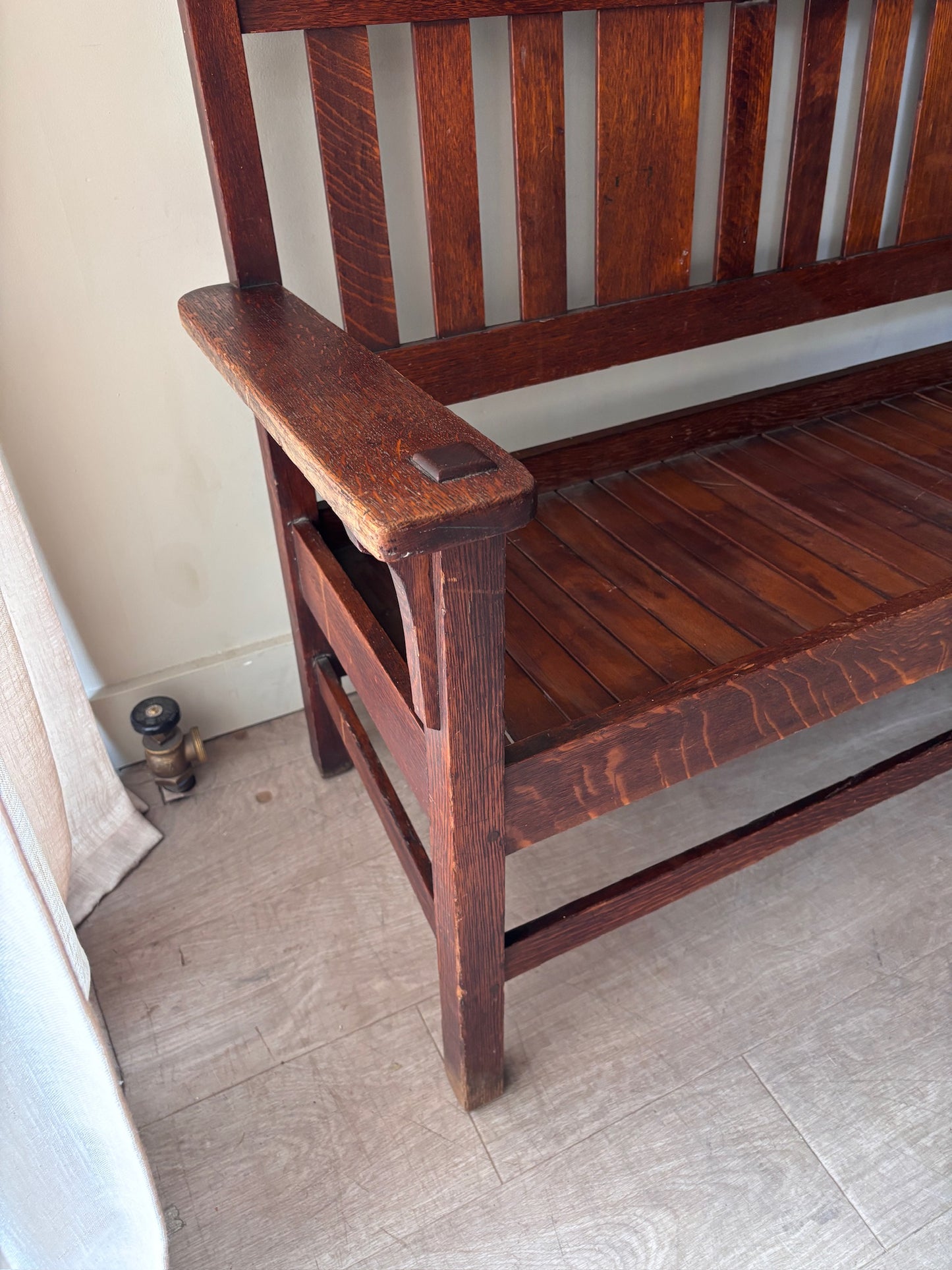 Arts & Crafts slatted bench