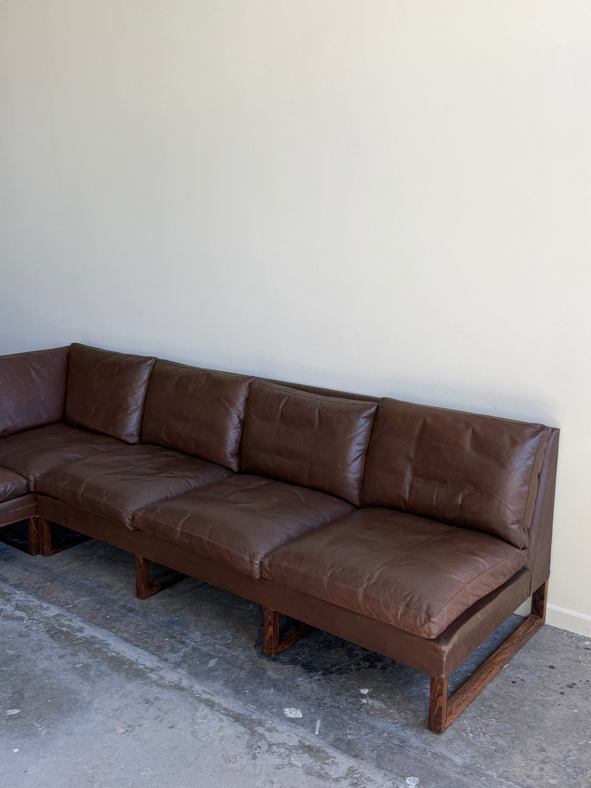 Danish Rosewood and Leather Sectional Sofa