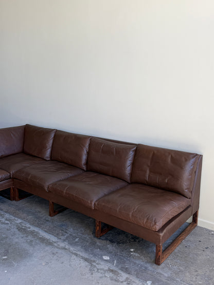 Danish Rosewood and Leather Sectional Sofa