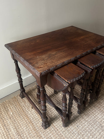 Jacobean carved oak nesting tables