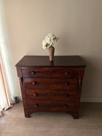 Empire burled walnut dresser