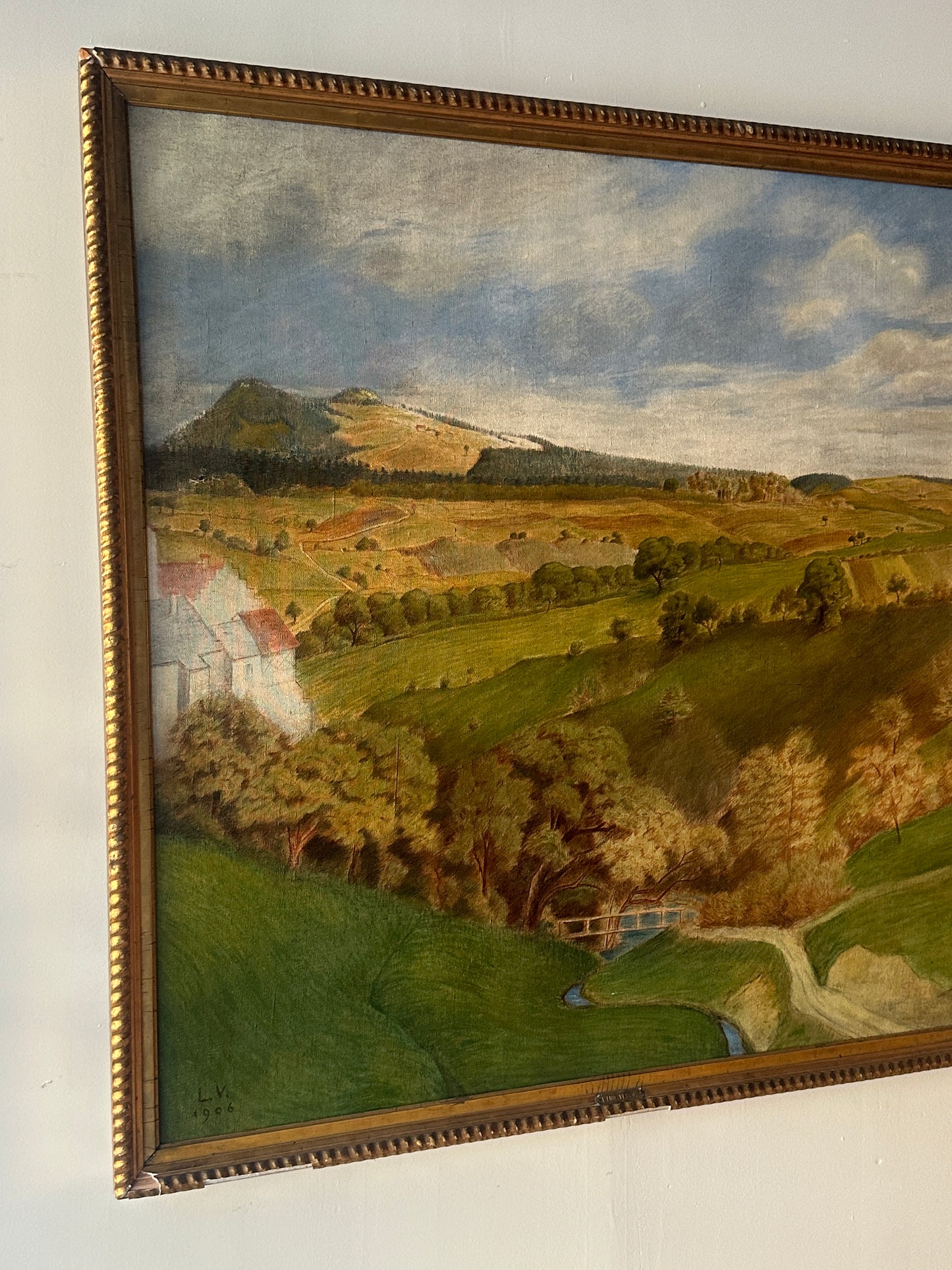 Large Landscape Painting by Lino Vesco c. 1906