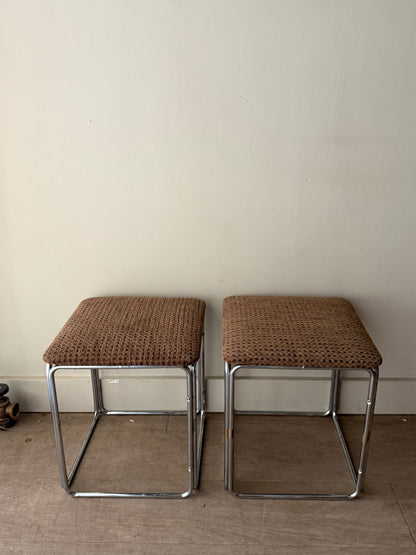 Pair of chrome stool. Sold as a pair.