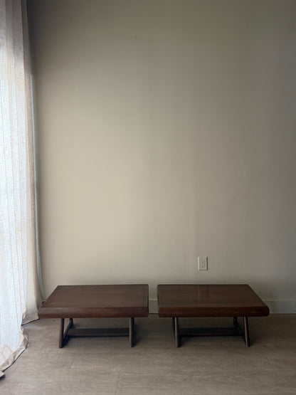 Walnut coffee tables. Sold individually.