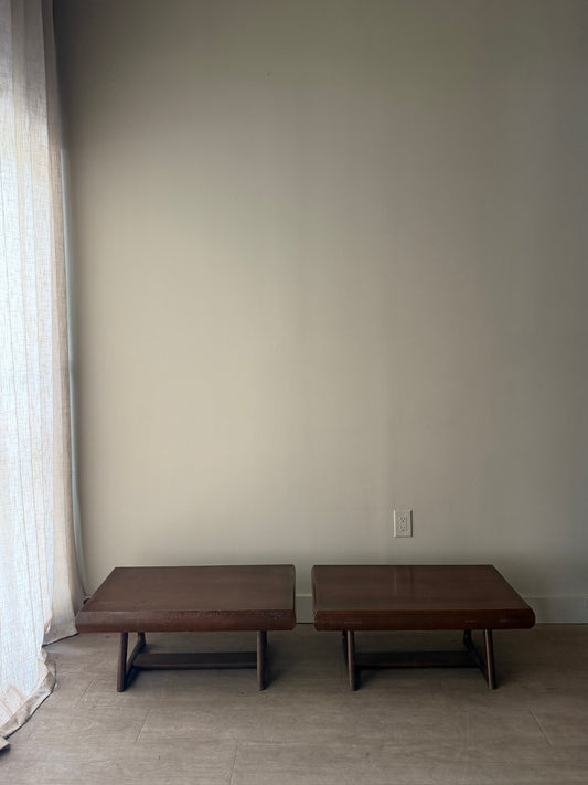 Walnut coffee tables. Sold individually.