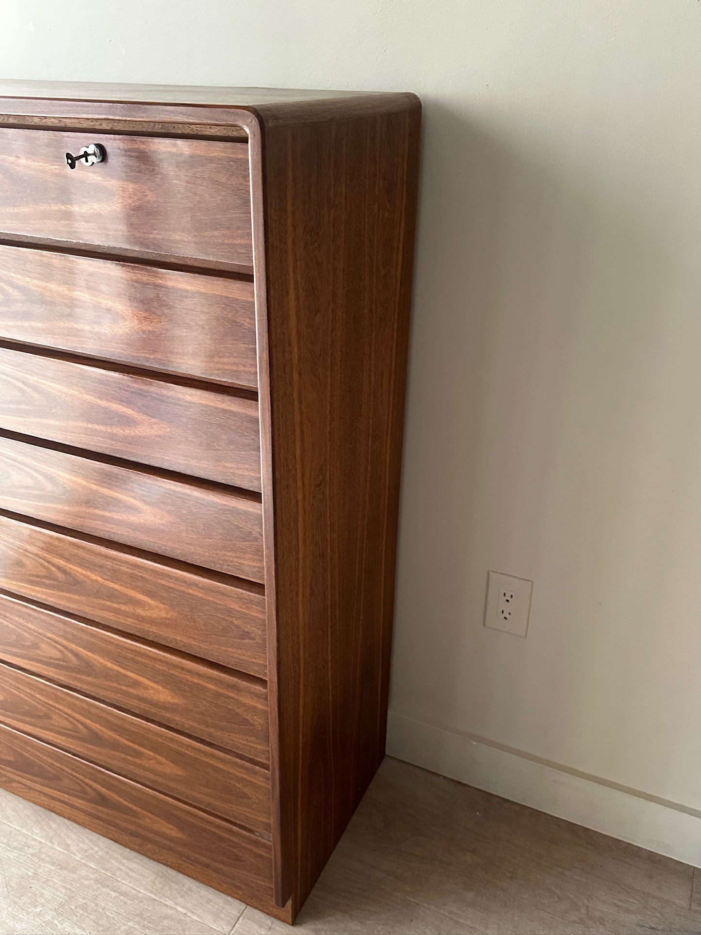 Walnut tallboy dresser