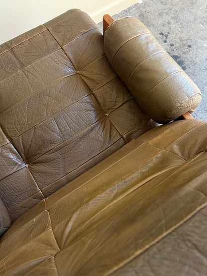 Ope Mobler Swedish green leather lounge chairs. Sold individually.