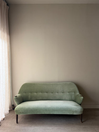 Danish celadon velvet sofa