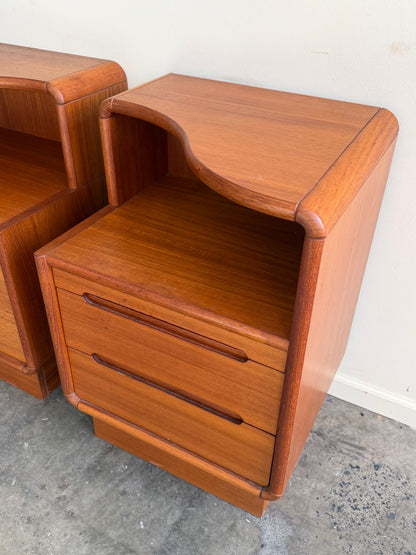 Sun Cabinet Co. teak nightstands. Sold as a pair.