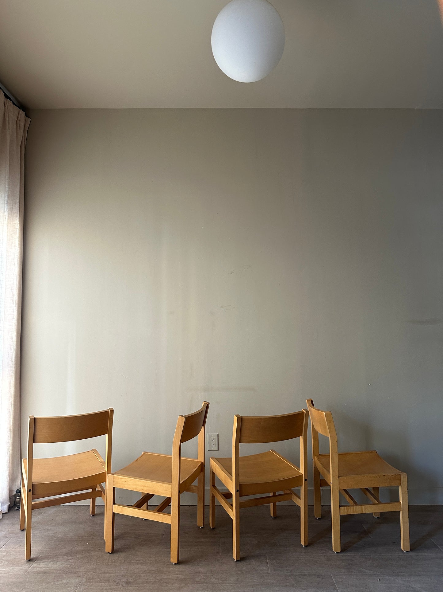 Set of 4 maple dining chairs