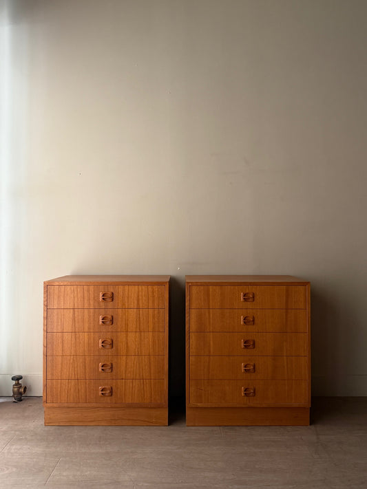 Small Danish teak dressers. Sold individually.