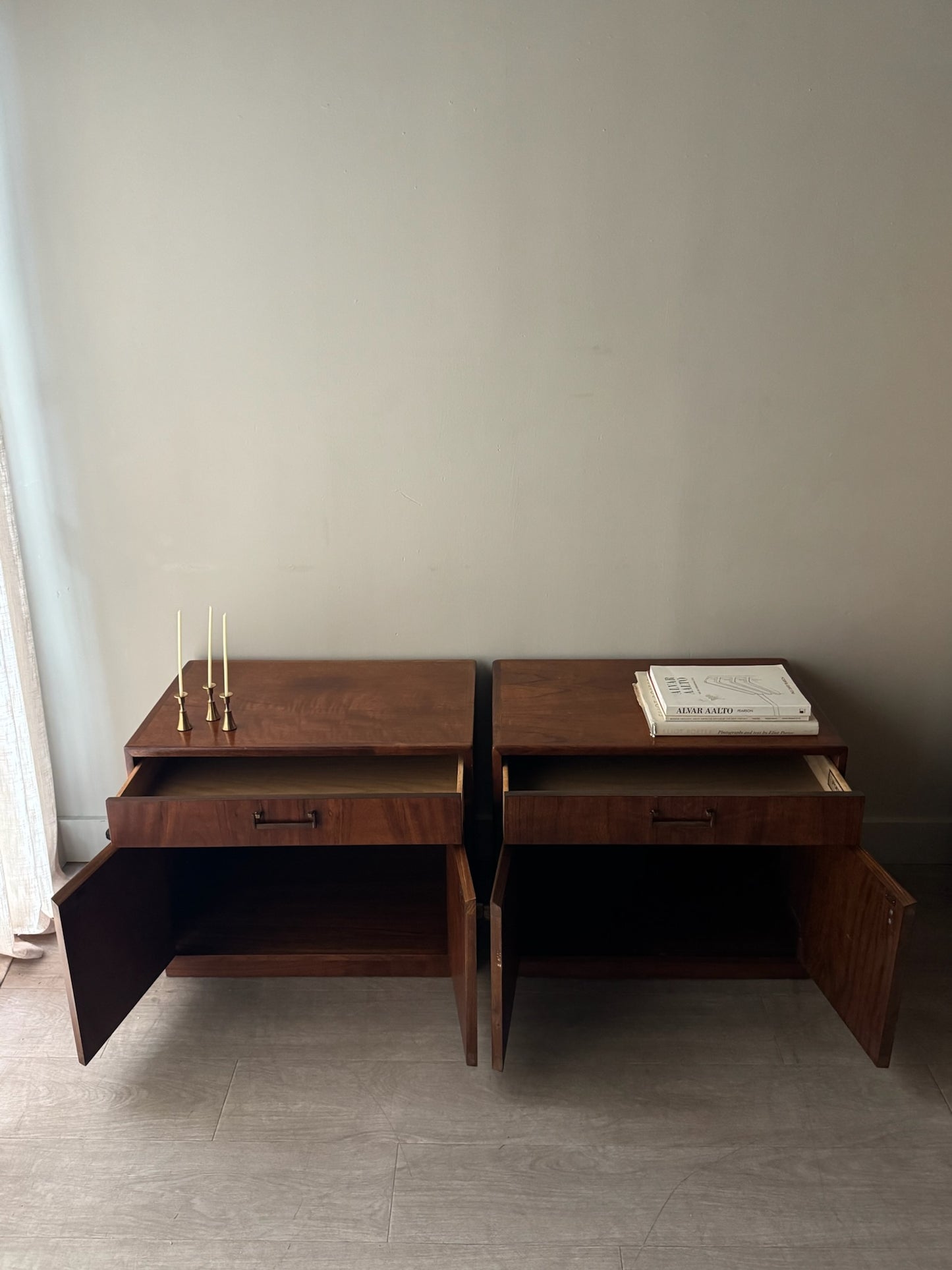 Founders walnut nightstands. Sold individually.