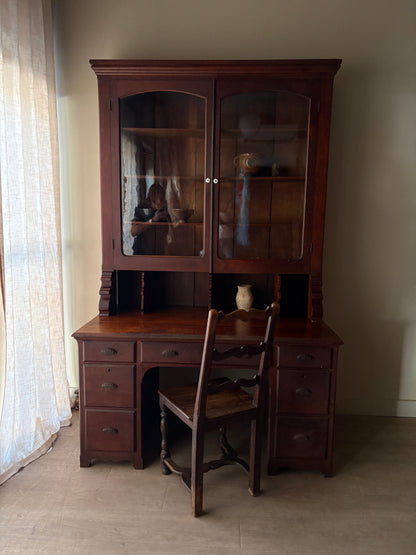 Victorian walnut two piece desk