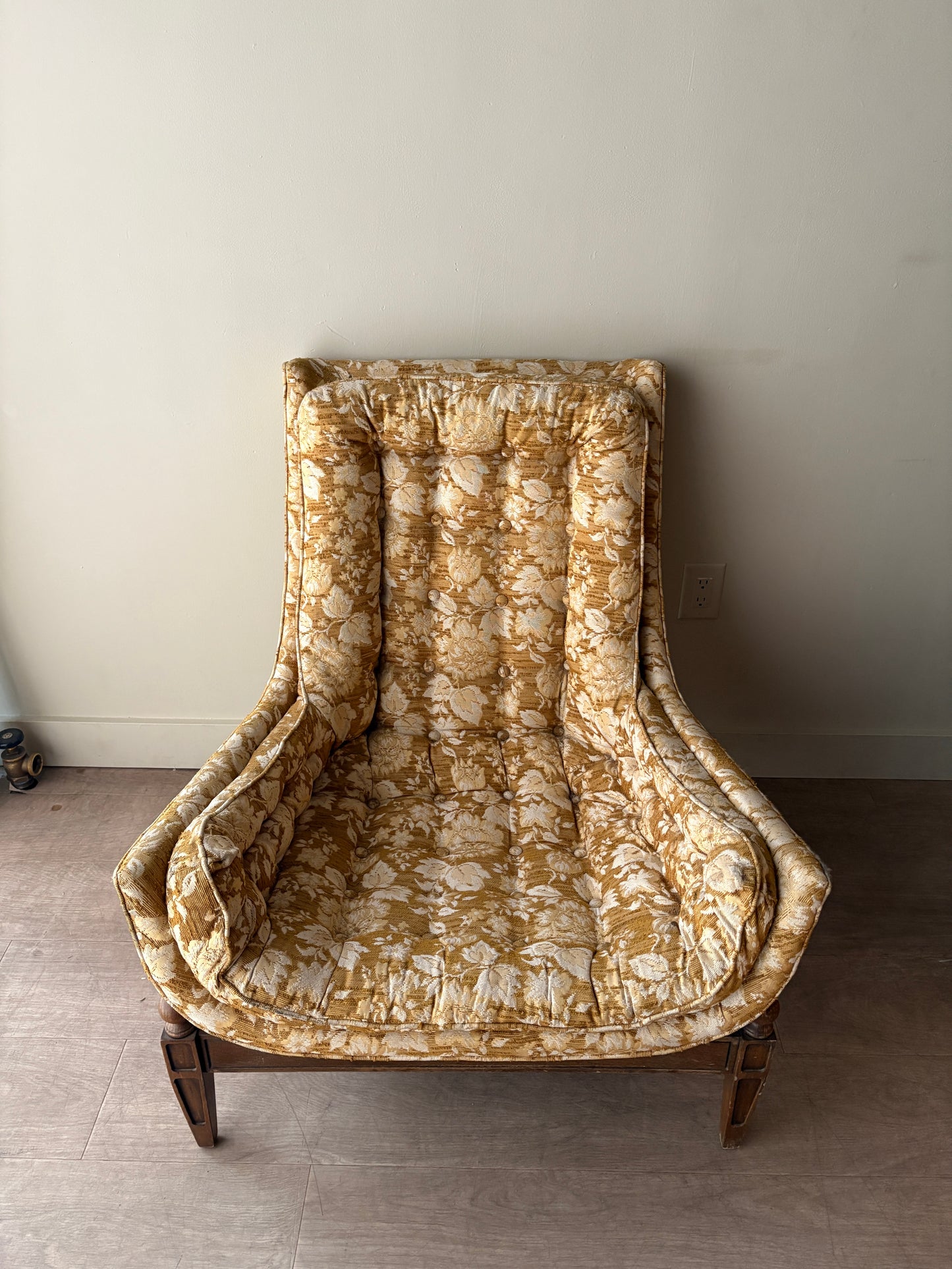 Floral upholstered directoire lounge chair