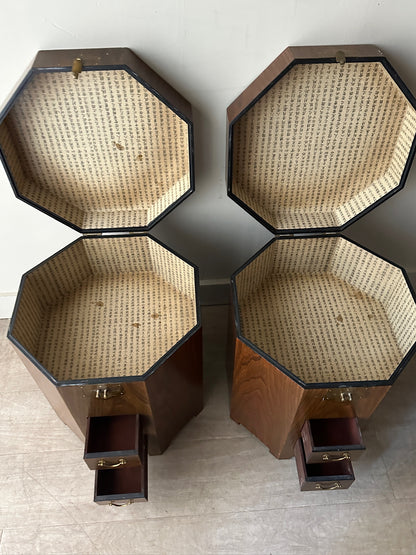 2 octagonal rosewood side tables. Sold individually.