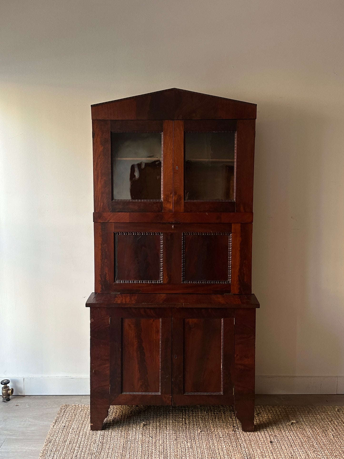 Burled mahogany secretary cabinet