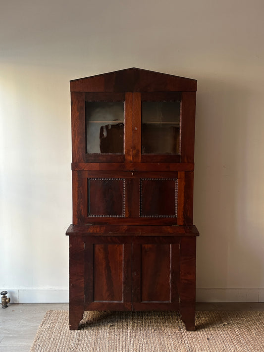 Burled mahogany secretary cabinet