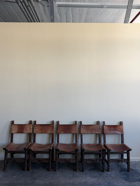Navarro Argudo oak and leather dining chairs. Sold individually.