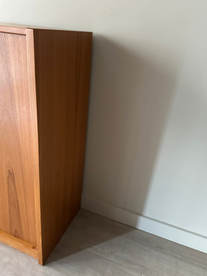 Danish teak one door cabinet. As is.