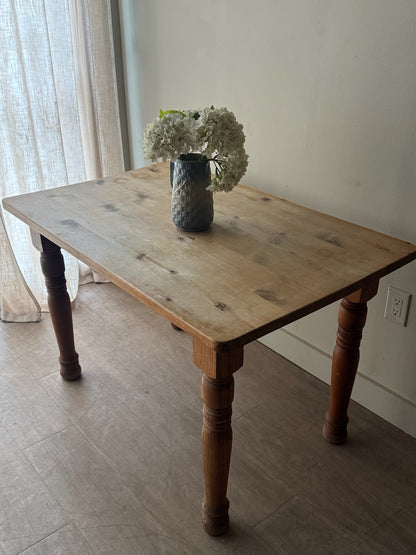 English waxed pine dining table