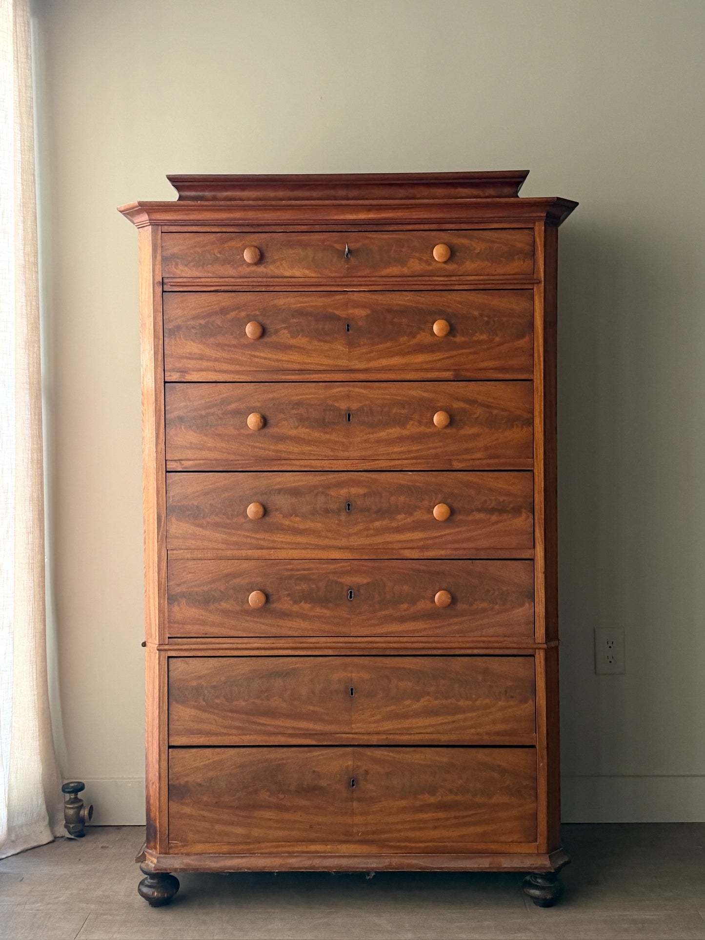 Scandinavian mahogany tallboy dresser