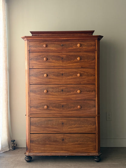 Scandinavian mahogany tallboy dresser