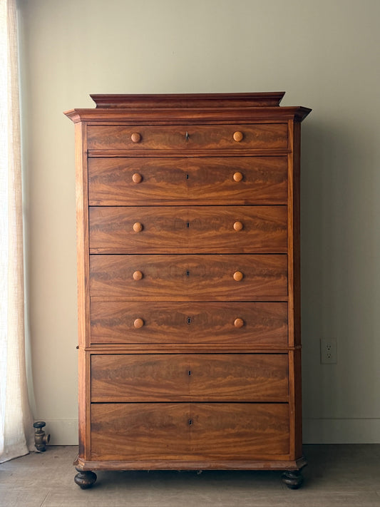 Scandinavian mahogany tallboy dresser