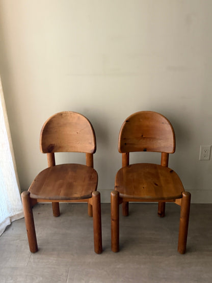 Pair of Rainer Daumiller pine dining chairs