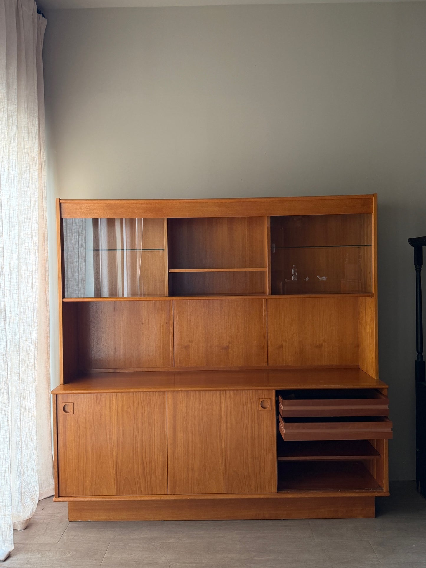 Dyrlund Danish teak three piece display hutch