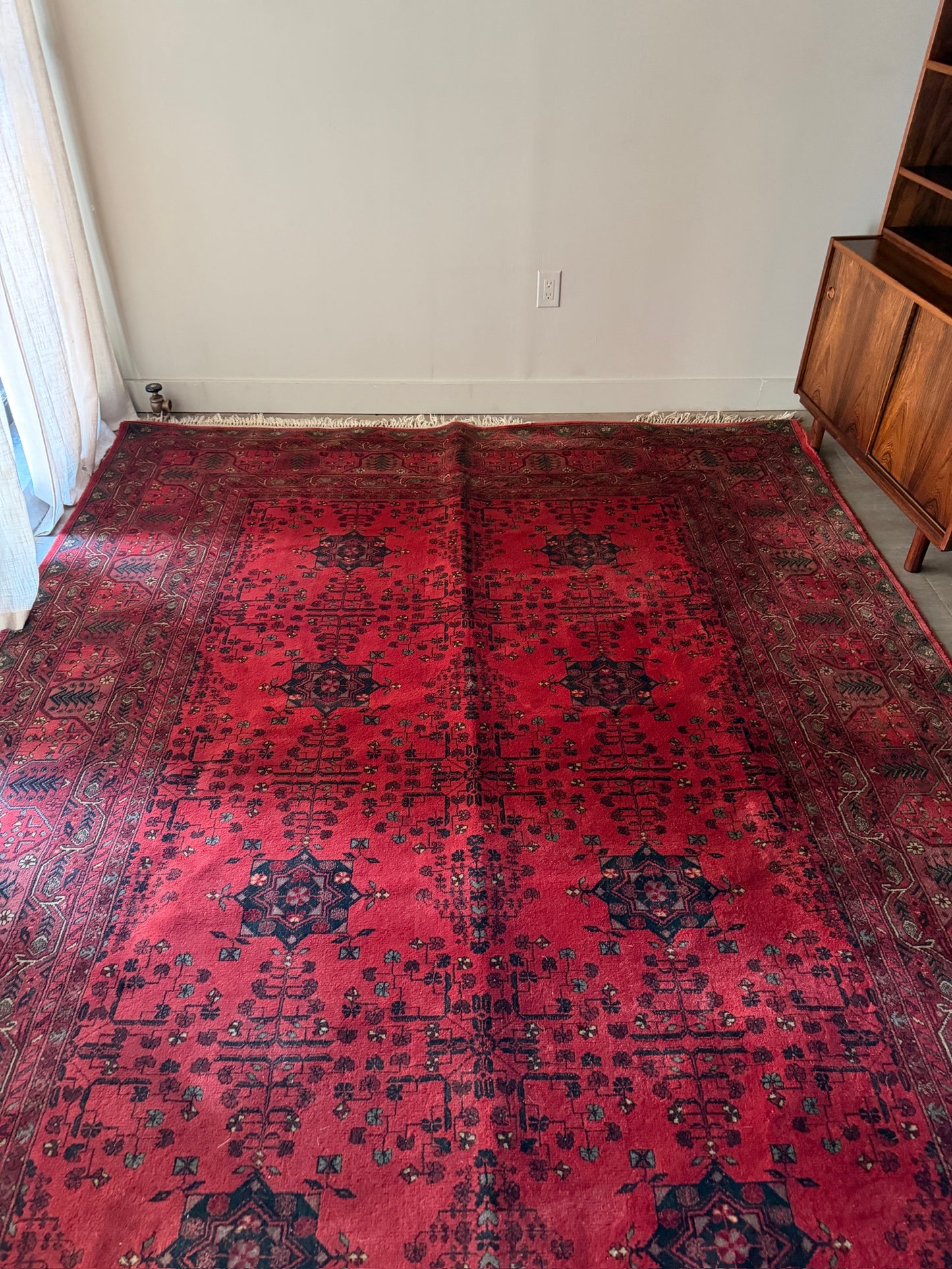 Red Afghan Ersari wool rug