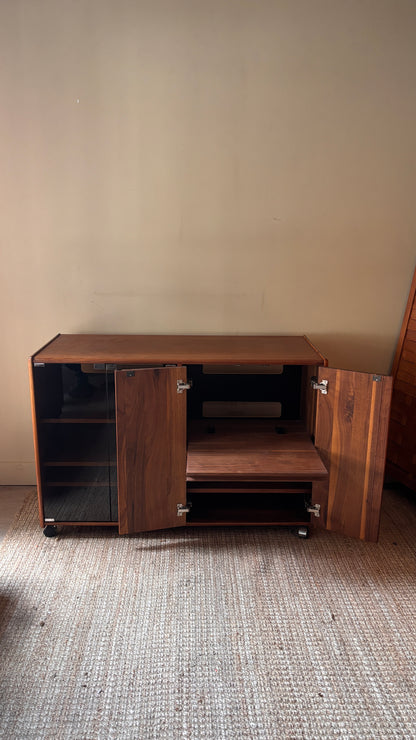 Walnut record cabinet