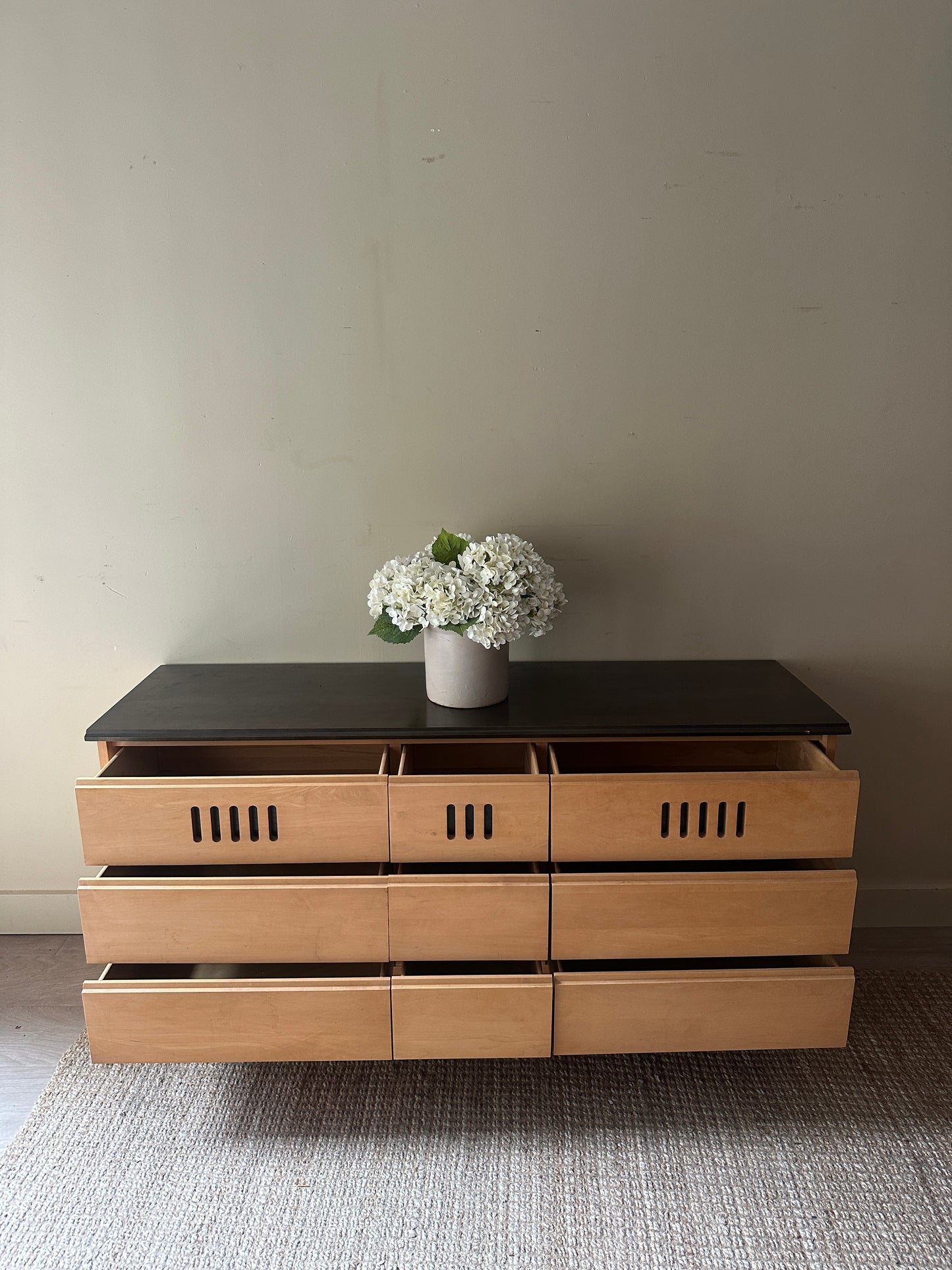 Oak dresser with dark stained top