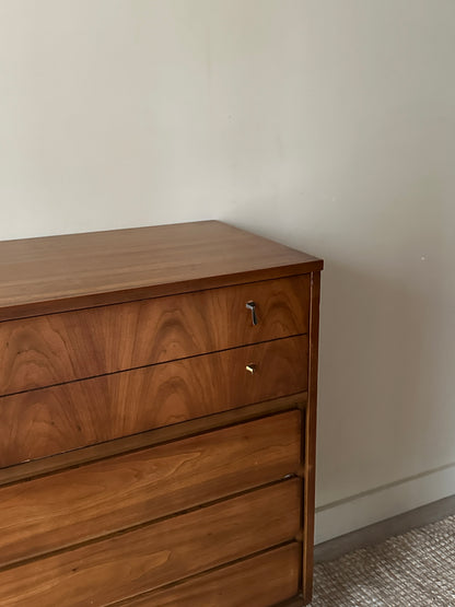Walnut dresser with brass pulls