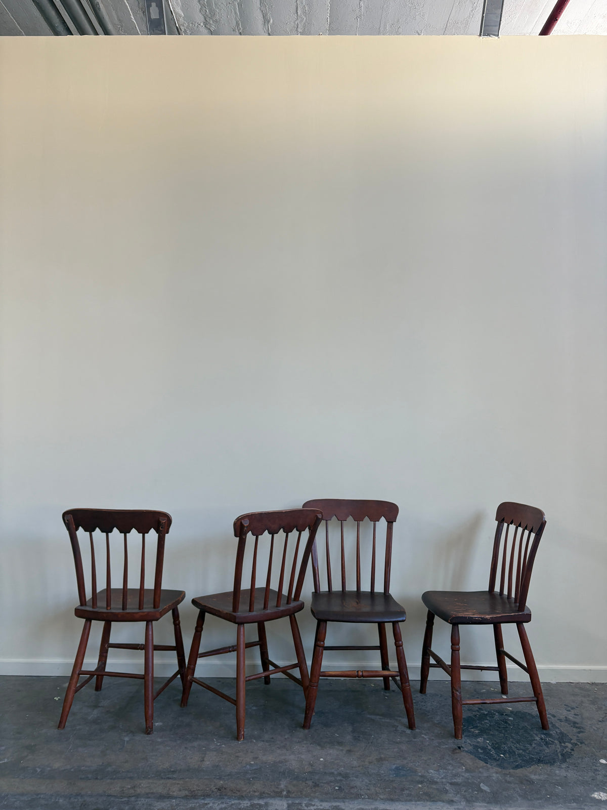 Pennsylvania Federal plank seat painted pine chairs. Sold as set of 4.