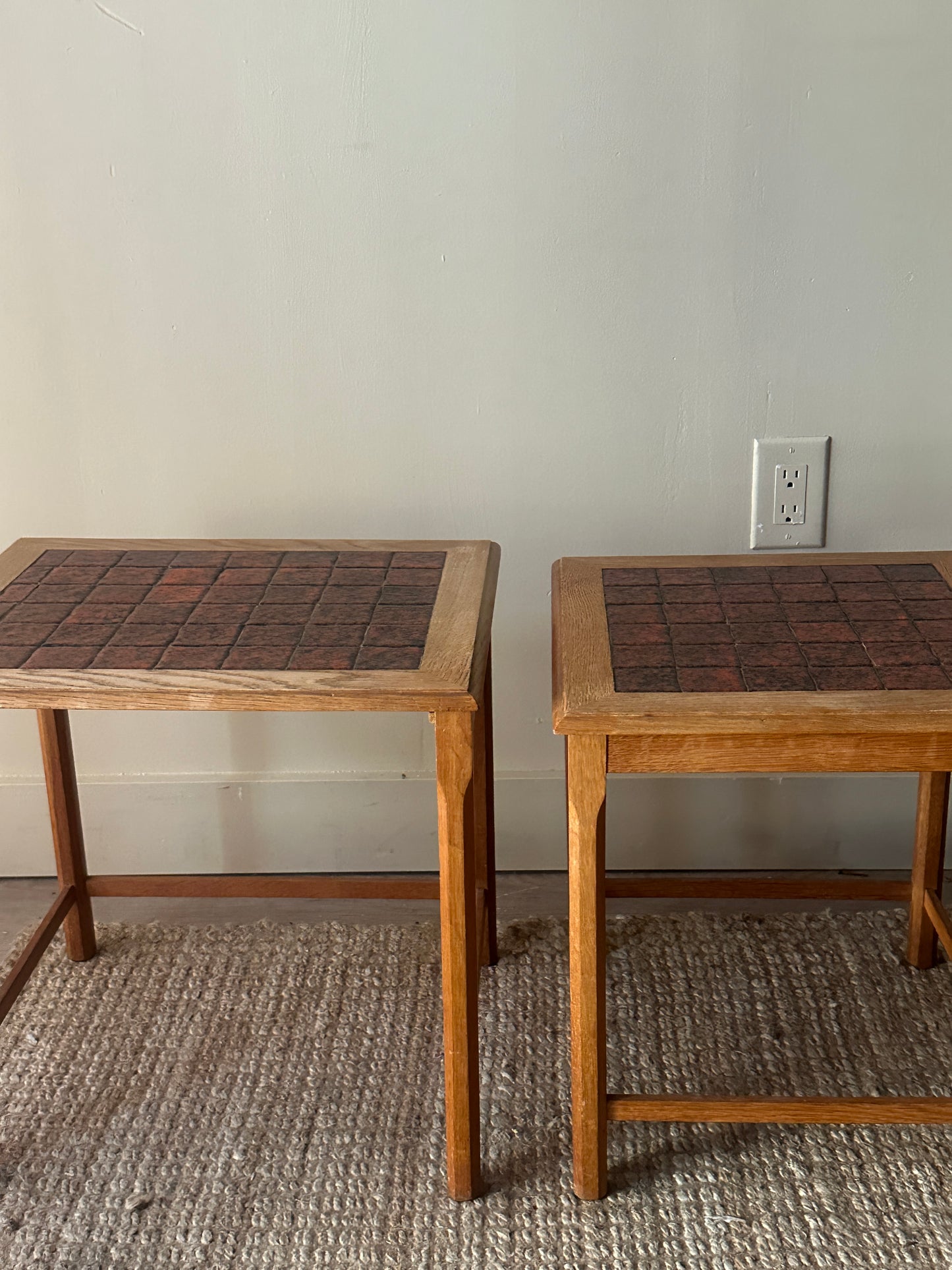 Danish oak and tile nesting tables