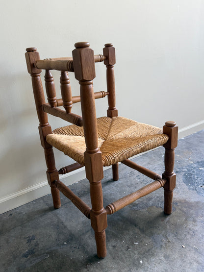 Dutch oak rush seat corner chair