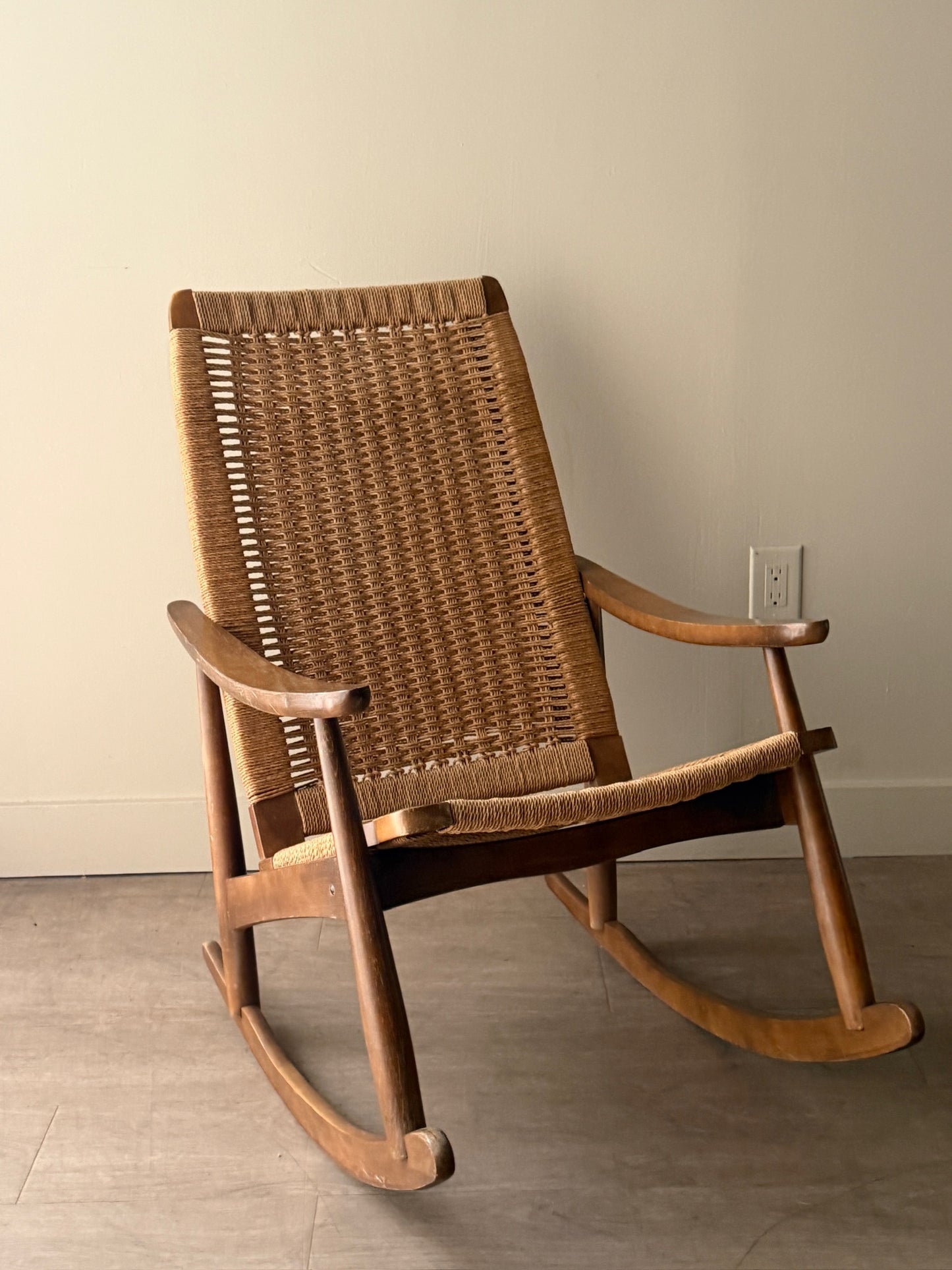 Maple twisted cord rocking chair
