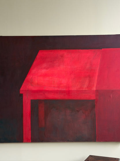 Large red abstract. Signed “Caycedo.”
