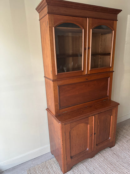 Two piece pine  secretary hutch