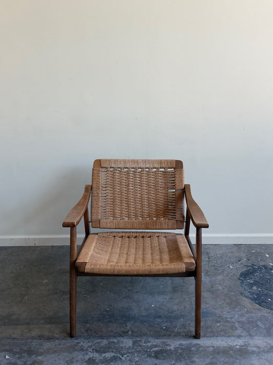 Walnut & twisted rope armchair