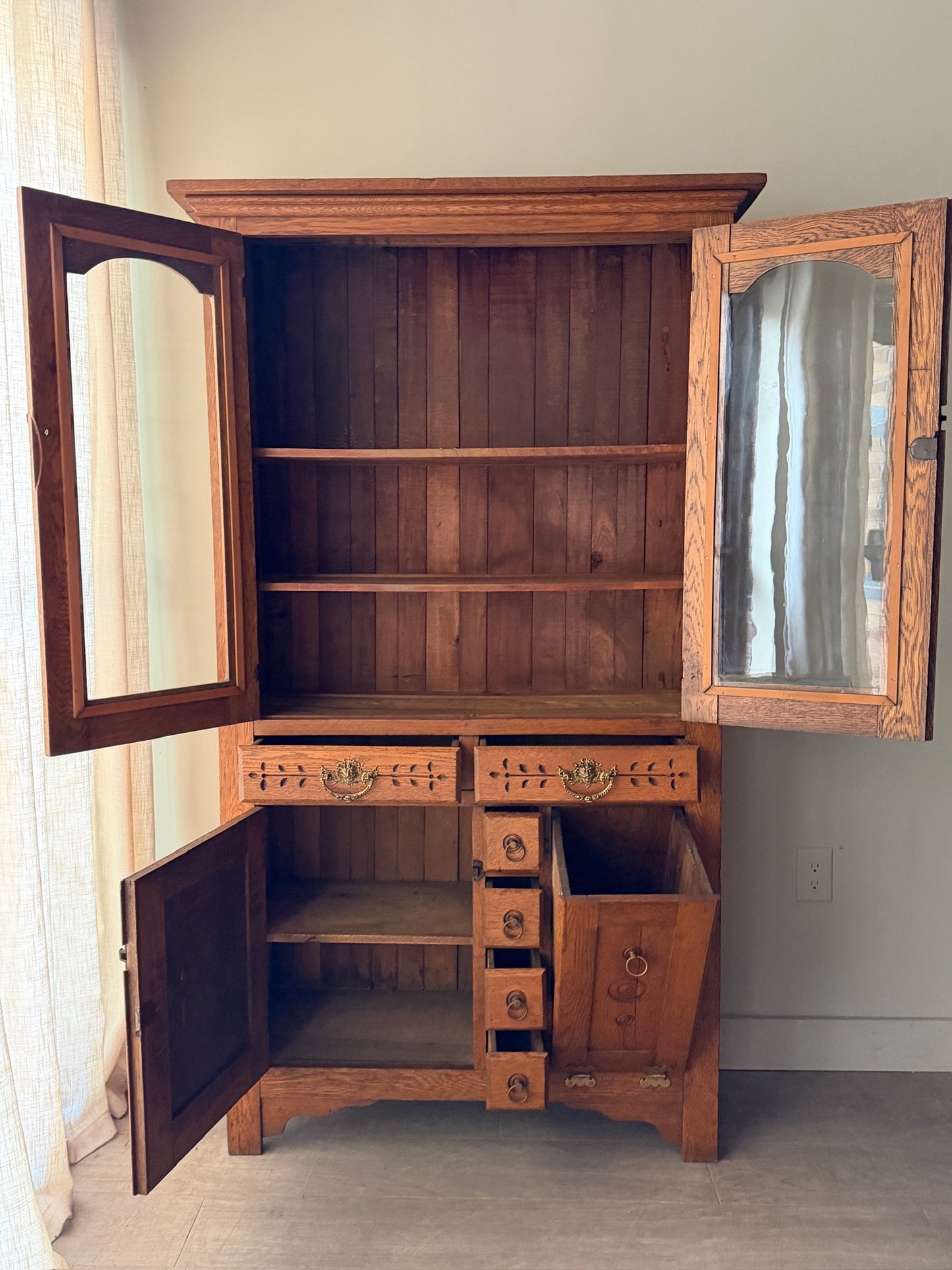 Eastlake Victorian oak cabinet