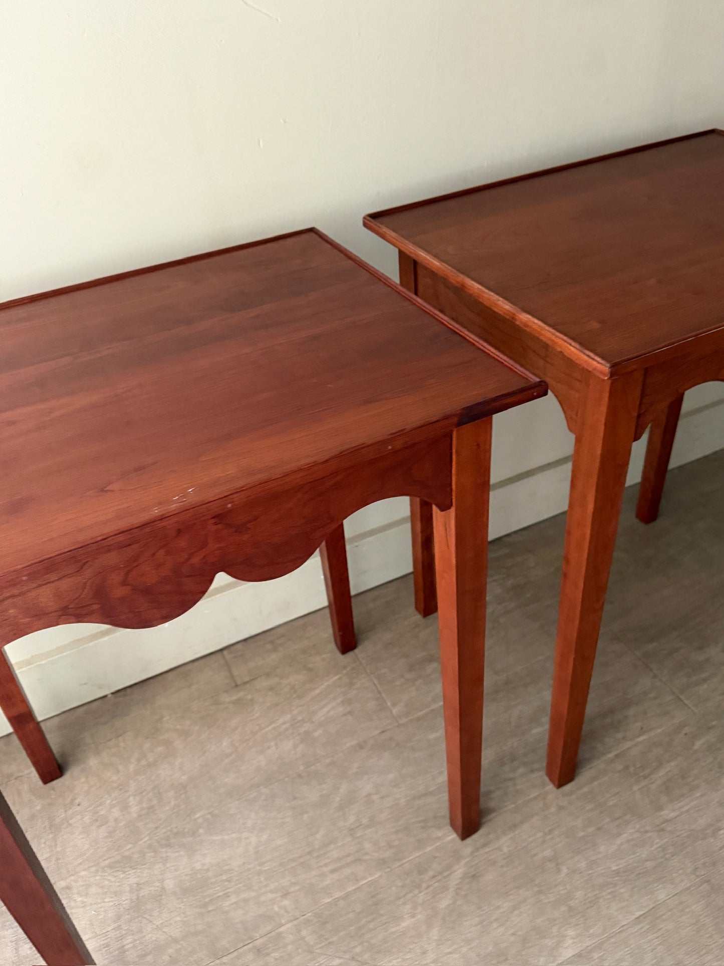 Cherry side tables. Sold individually.