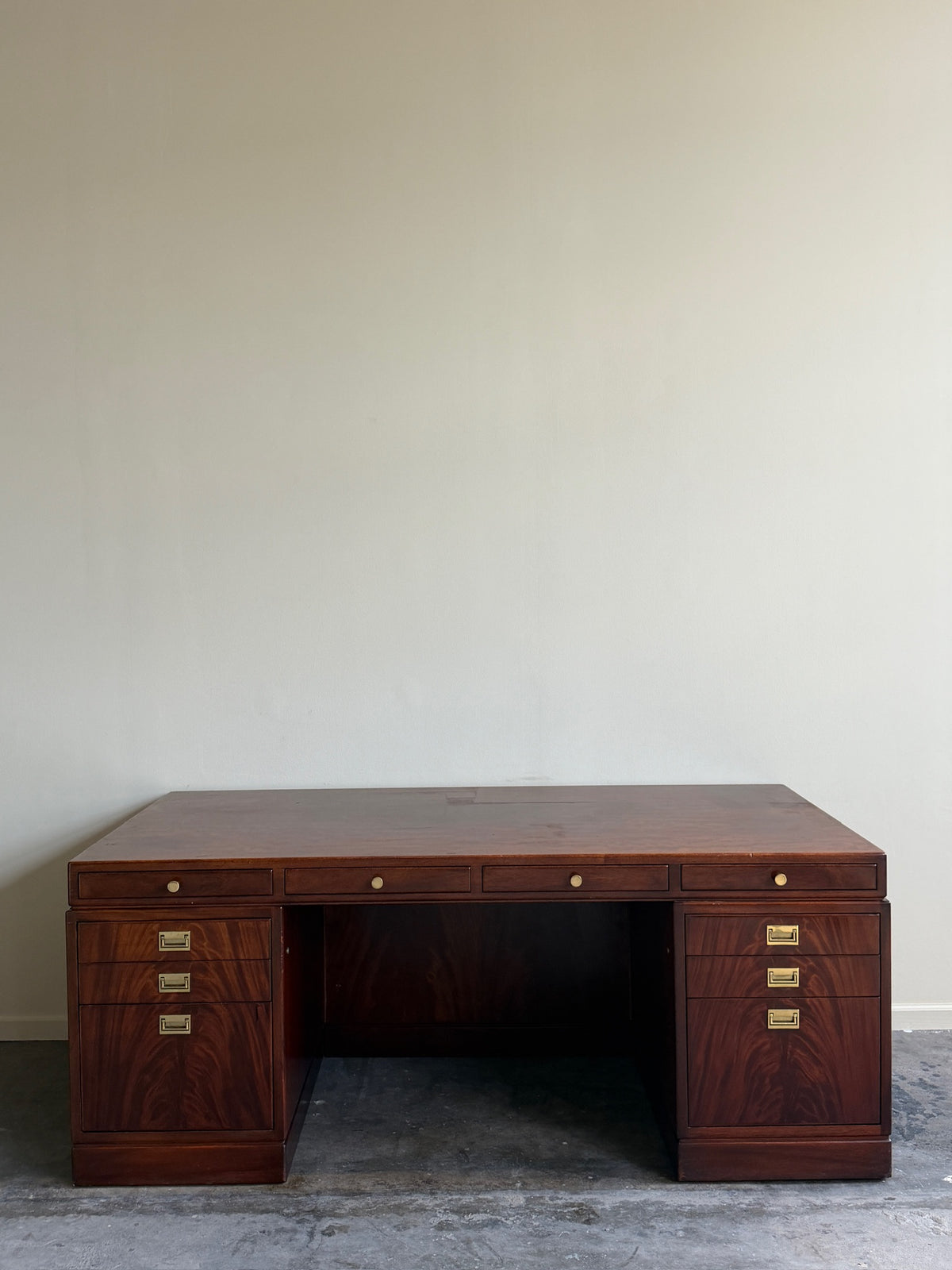 Walnut and mahogany campaign executive desk
