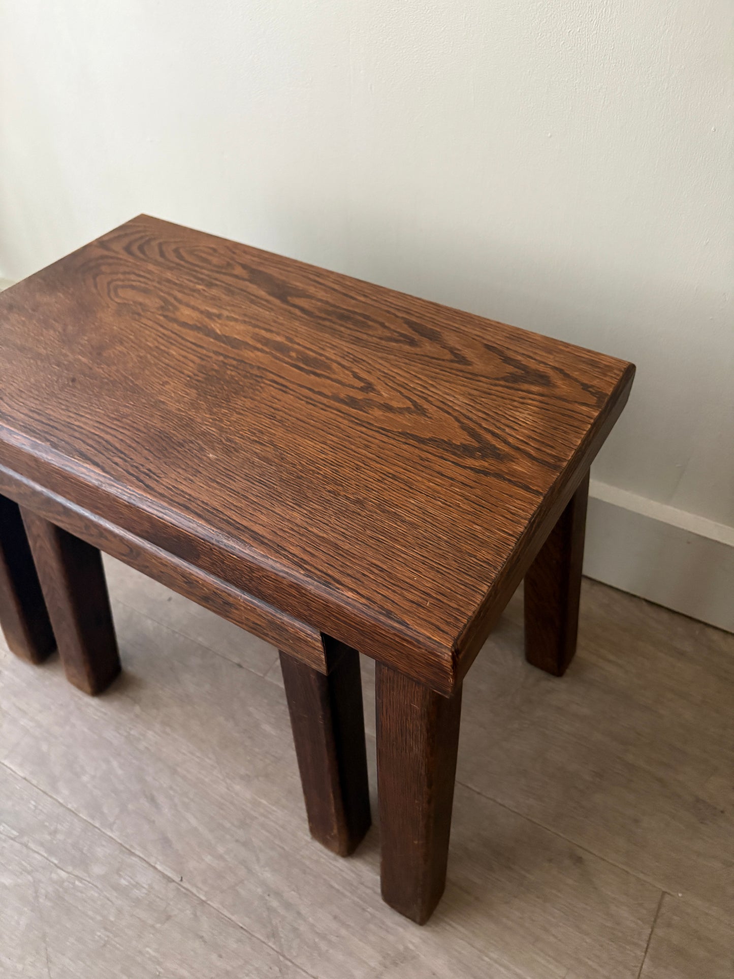 Belgian Brutalist oak nesting tables