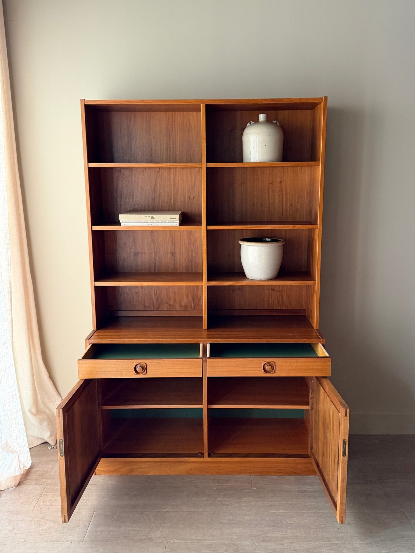 Swedish teak two piece hutch
