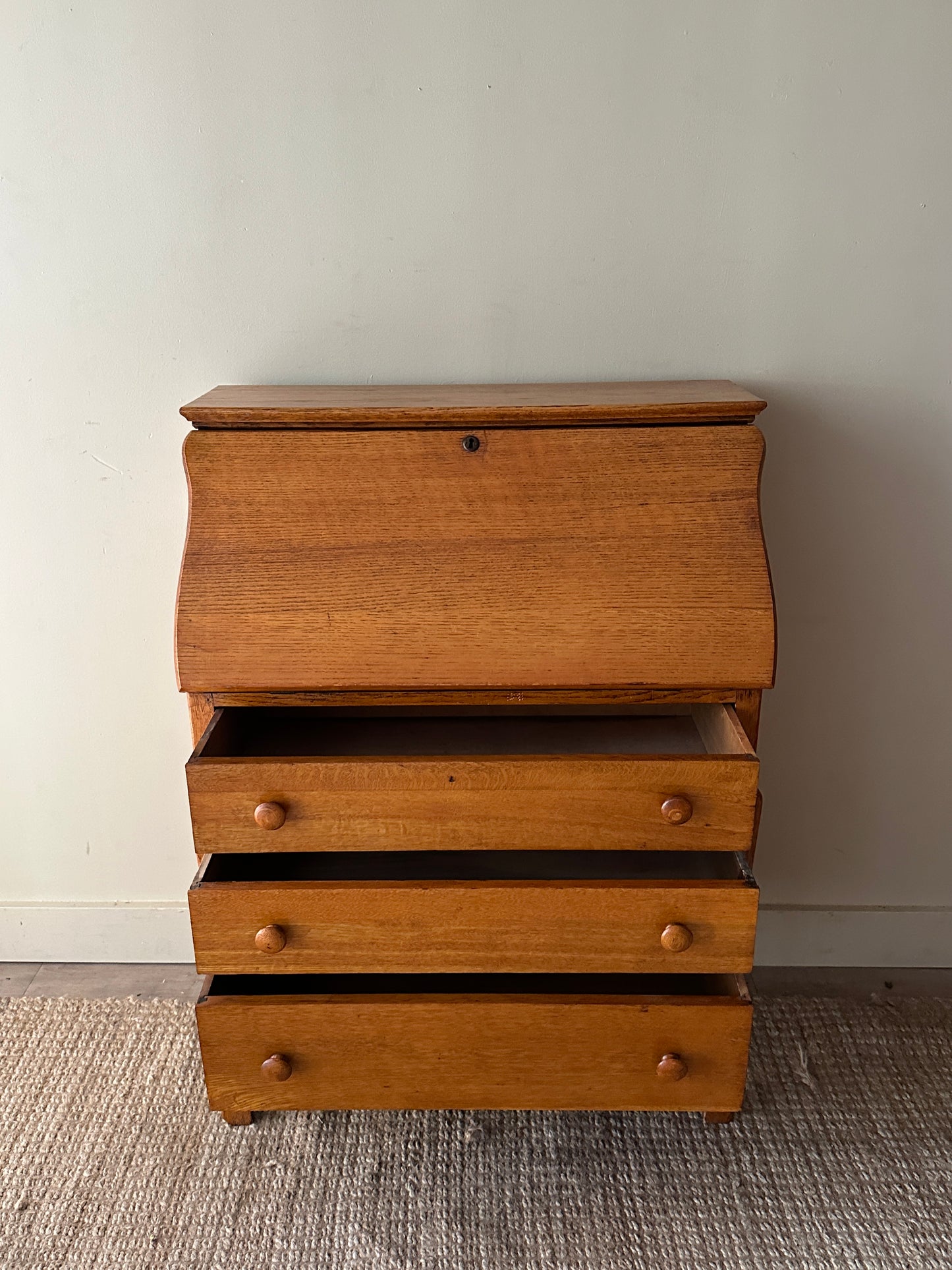 Oak secretary dresser